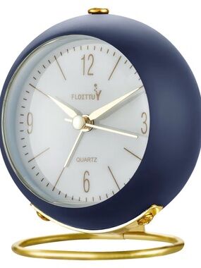Blue Table Clock with Gold Accents